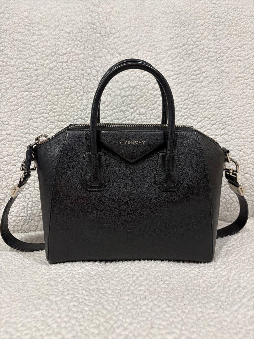 Givenchy Black Leather Top-Handle Satchel with Detachable Strap